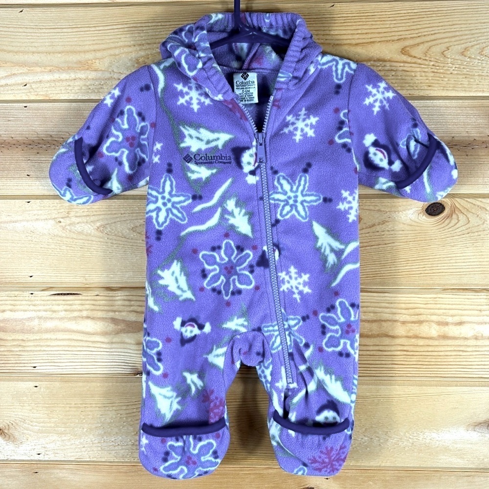Columbia Purple Snowflake Fleece Onesie
